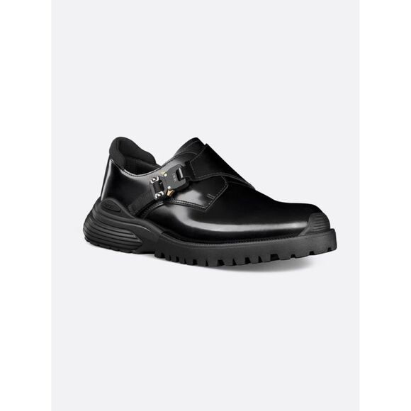 Dior Men Mocassino Derby In Pelle Con Fibbia In Alluminio Con Dettaglio Logo - Picture 1 of 5